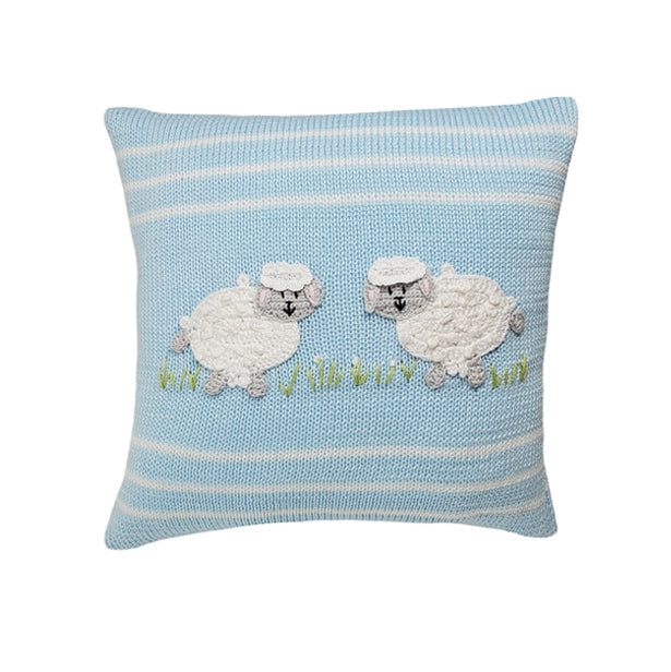 Lamb 10" Pillow, Blue by Melange Collection