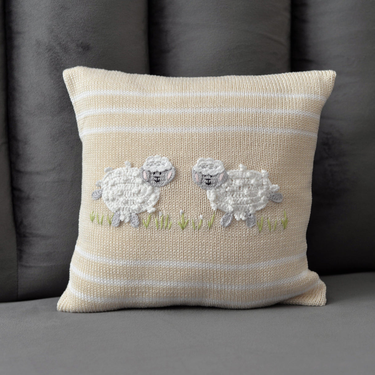 Lamb 10" Pillow, Ecru by Melange Collection