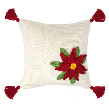 Poinsettia 10" Pillow (Red tassel) by Melange Collection