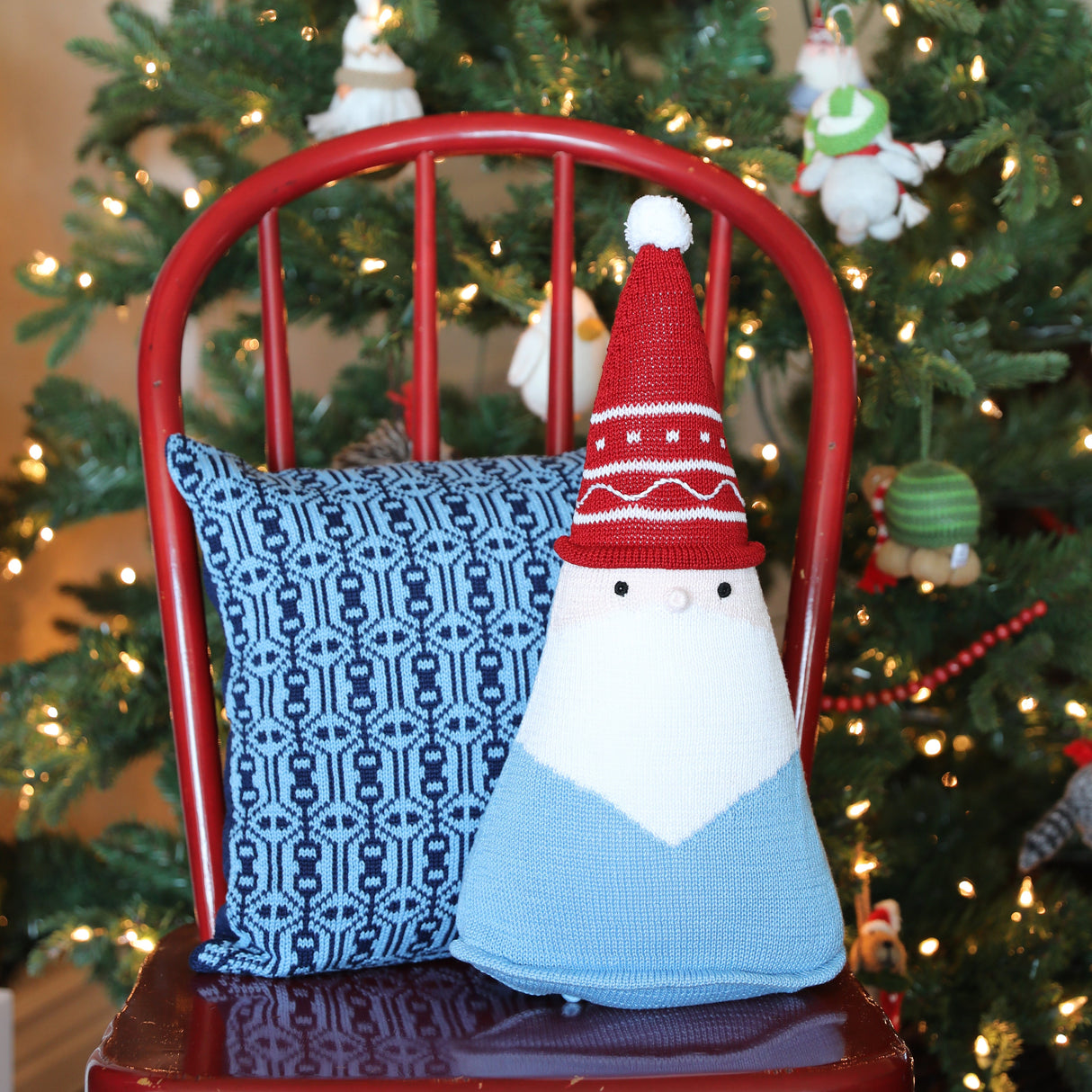 Santa Cone Pillow, 15", Blue by Melange Collection