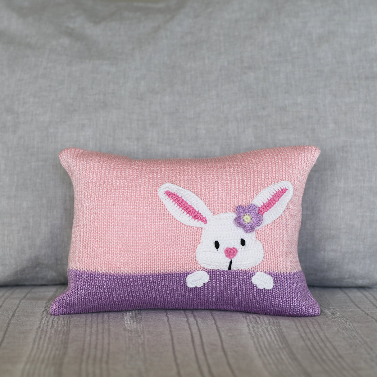 Bunny Peekaboo Mini Pillow, Pink by Melange Collection