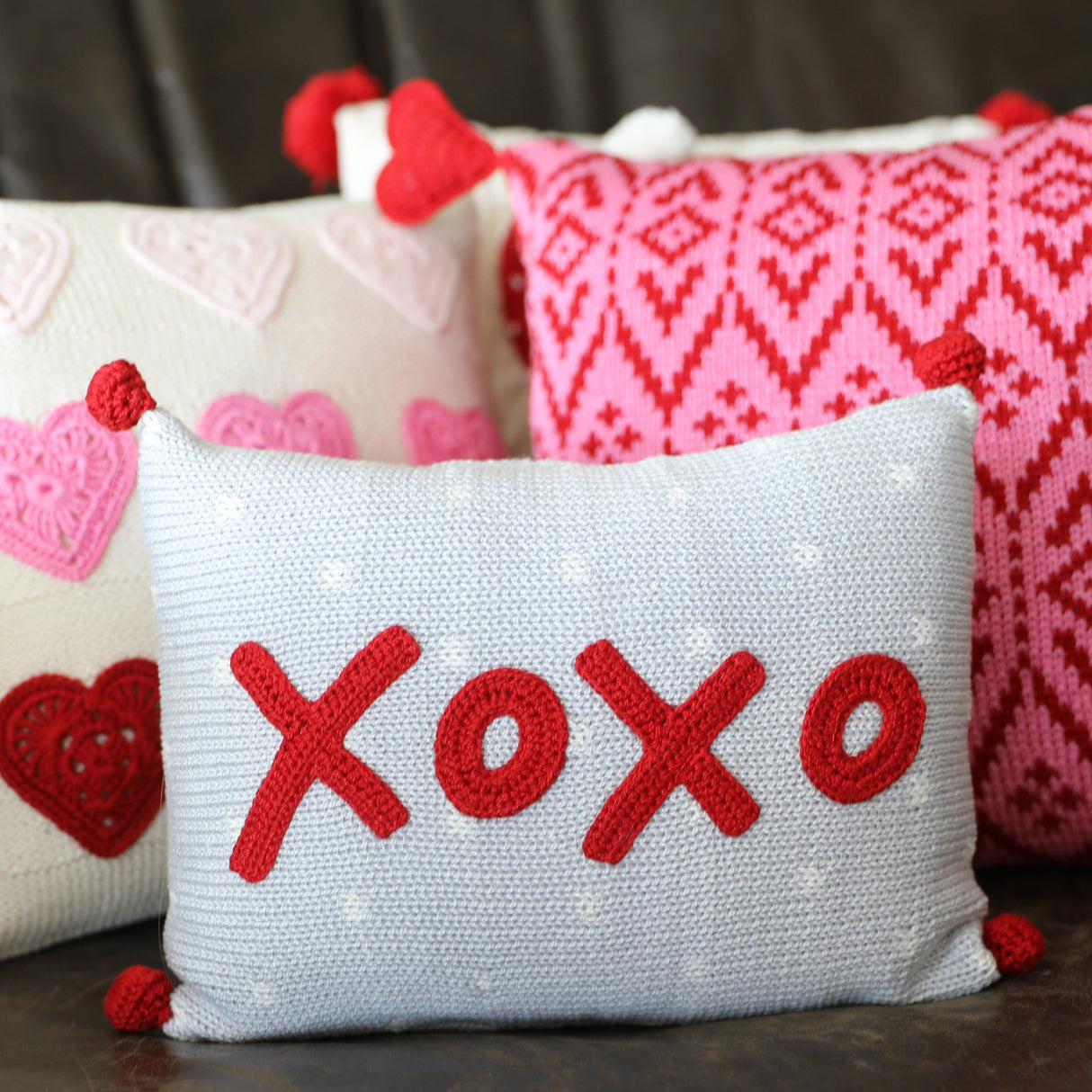 XOXO Mini Pillow, red by Melange Collection