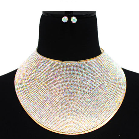 Crystal Covered Oversize Choker Necklace Set by BeyondEnvy