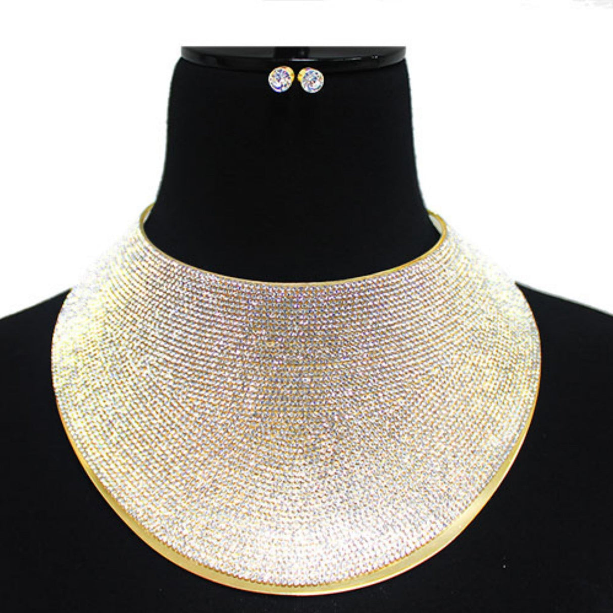 Crystal Covered Oversize Choker Necklace Set by BeyondEnvy