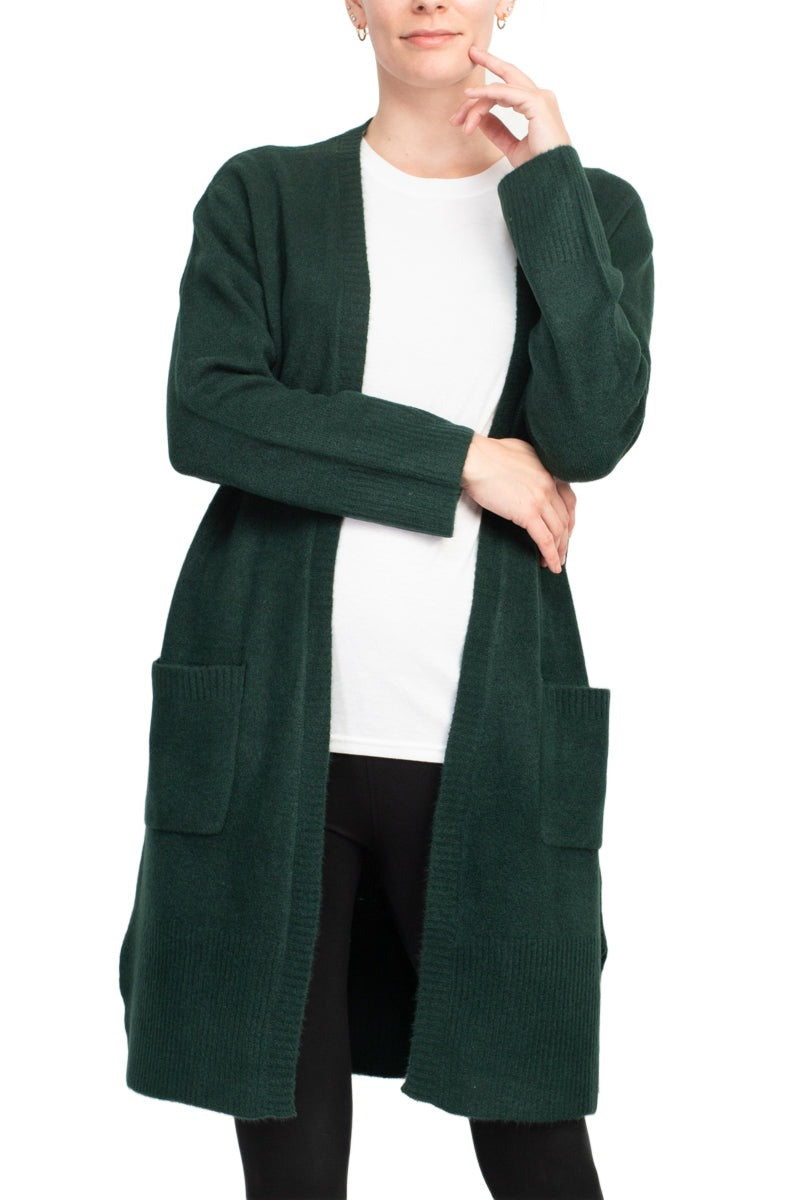 Velvet Heart Open Front Long Sleeve Ribbed Cuffs and Hem Knit Oversize Cardigan with Pockets by Curated Brands