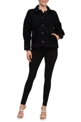 Velvet Heart Collared Button Closure Long Sleeve Knit Jacket with Pockets by Curated Brands