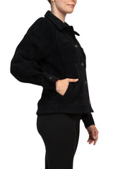 Velvet Heart Collared Button Closure Long Sleeve Knit Jacket with Pockets by Curated Brands