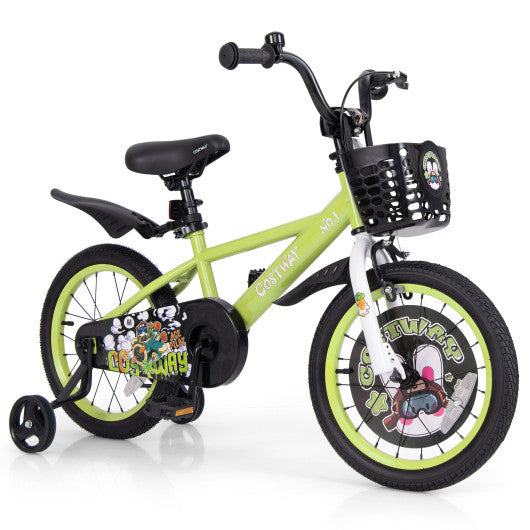 16 Inch Kids Bike Adjustable with Detachable Training Wheels for 4-8 Years Old-16 inches