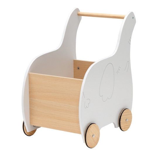 Kids Wooden Shopping Cart with Rubber Wheels