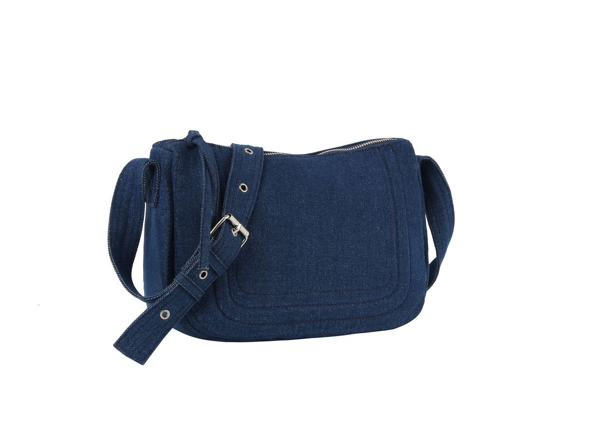 Stitched denim messanger crossbody by hfstylish