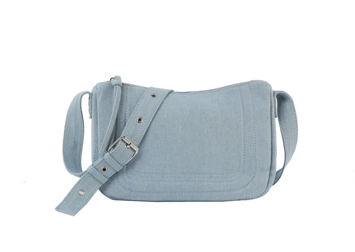 Stitched denim messanger crossbody by hfstylish