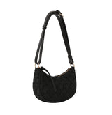 Embroidered half moon shoulder bag by hfstylish