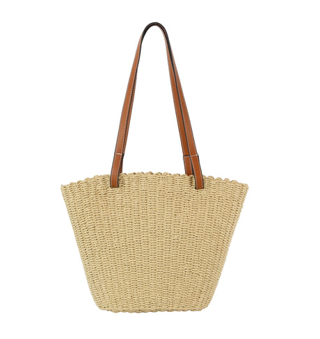 Straw basket bag with vegan leather handle by hfstylish