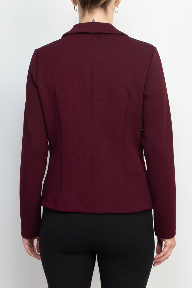 Nina Leonard Collar Neck One Button Long Sleeve Crepe Blazer by Curated Brands