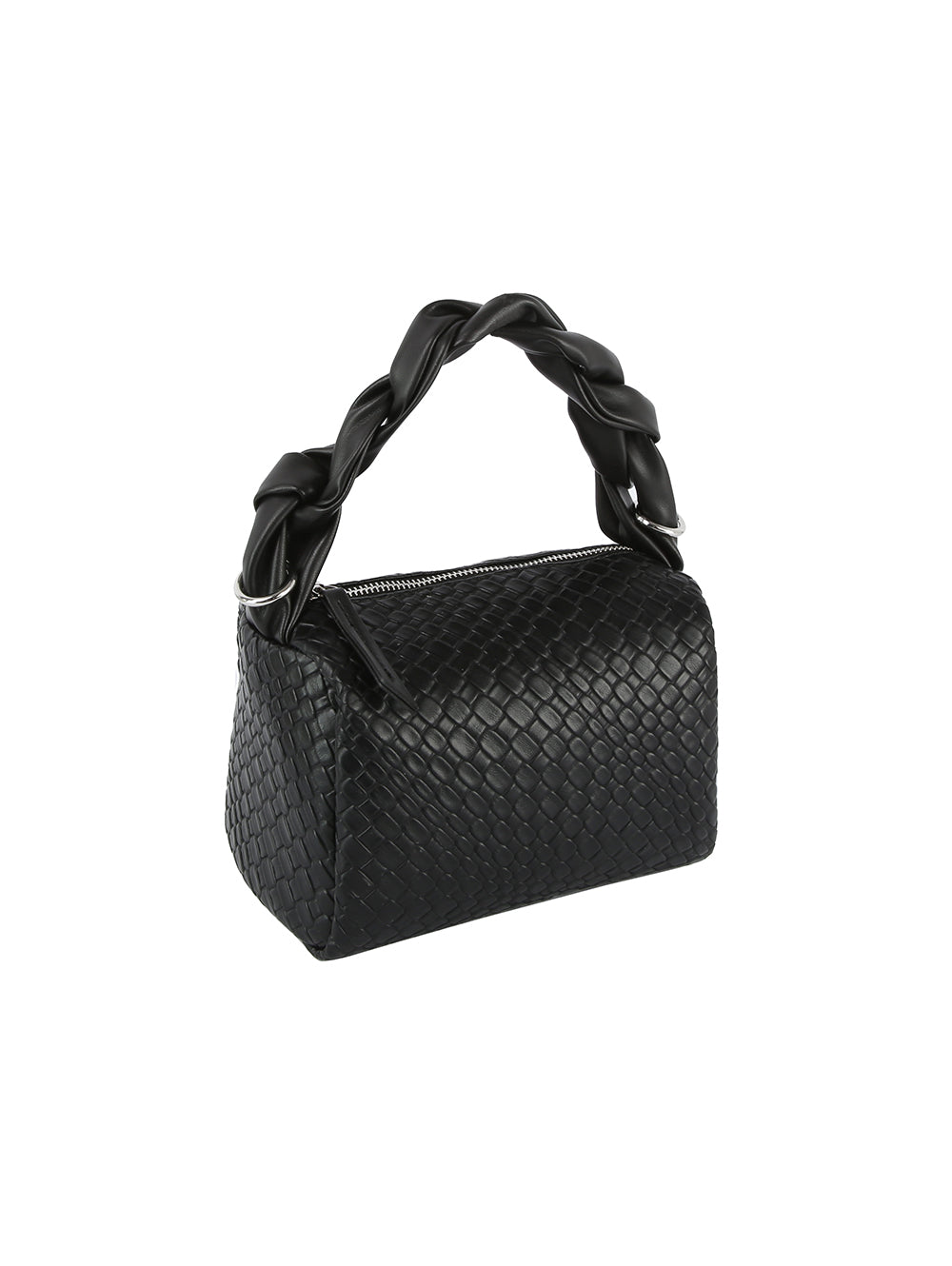 Braided handle leather bag by hfstylish