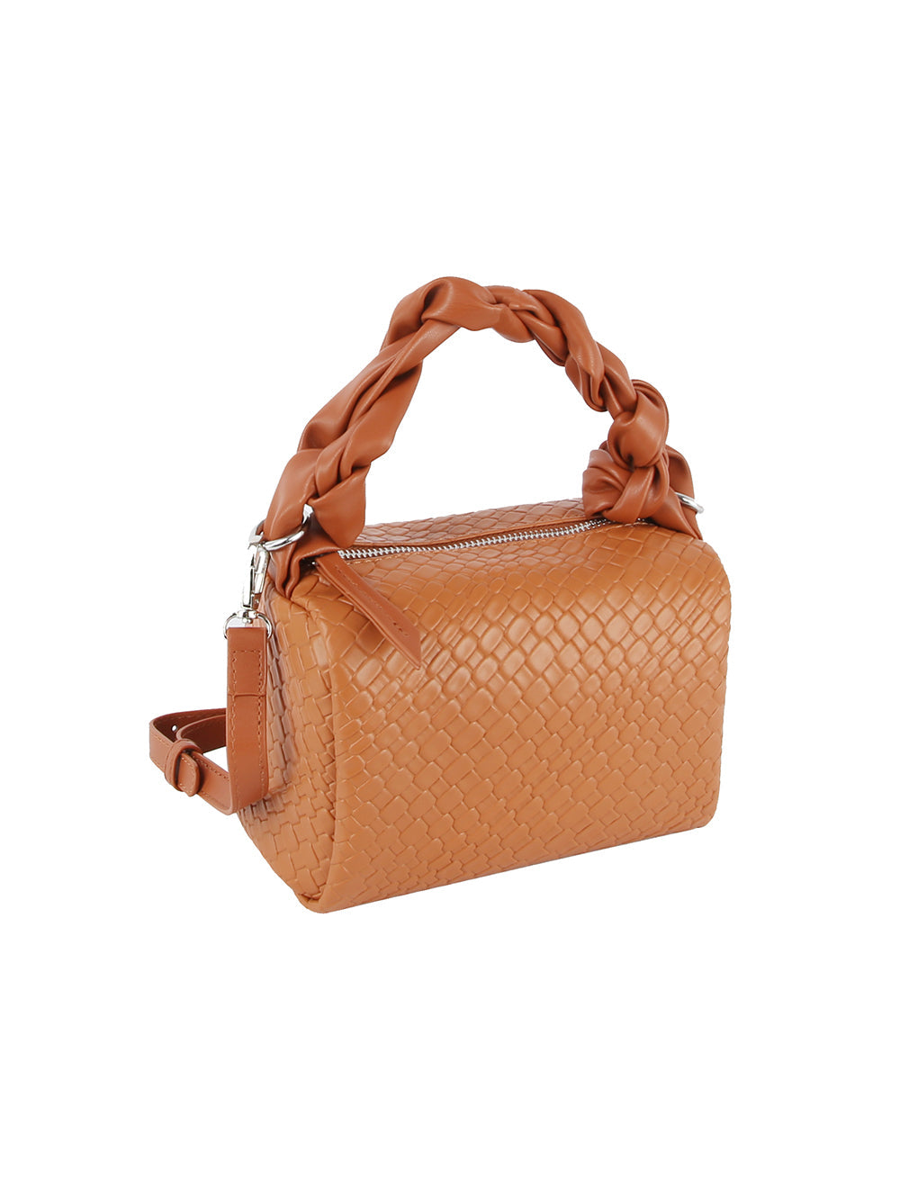 Braided handle leather bag by hfstylish