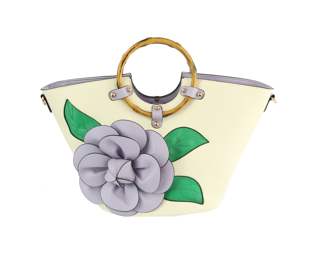 Women Flower Satchel Evening Purse Handbag by hfstylish