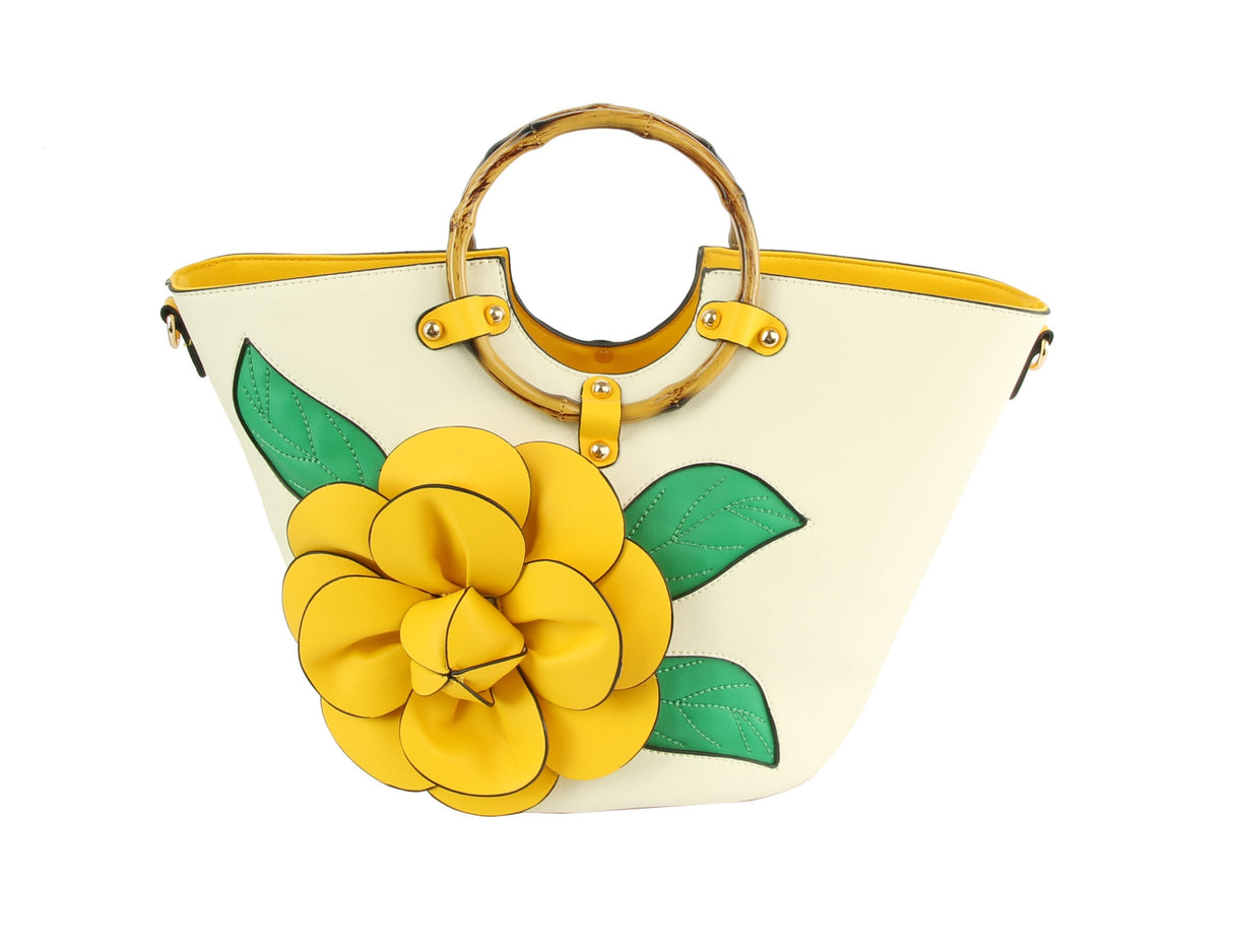 Women Flower Satchel Evening Purse Handbag by hfstylish