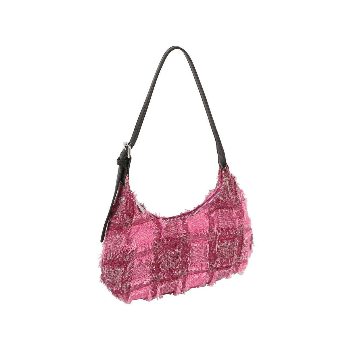 Distressed checkered pattern shoudler bag by Handbag Factory