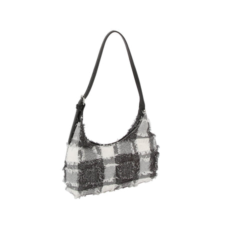 Distressed checkered pattern shoudler bag by Handbag Factory