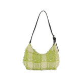 Distressed checkered pattern shoudler bag by Handbag Factory