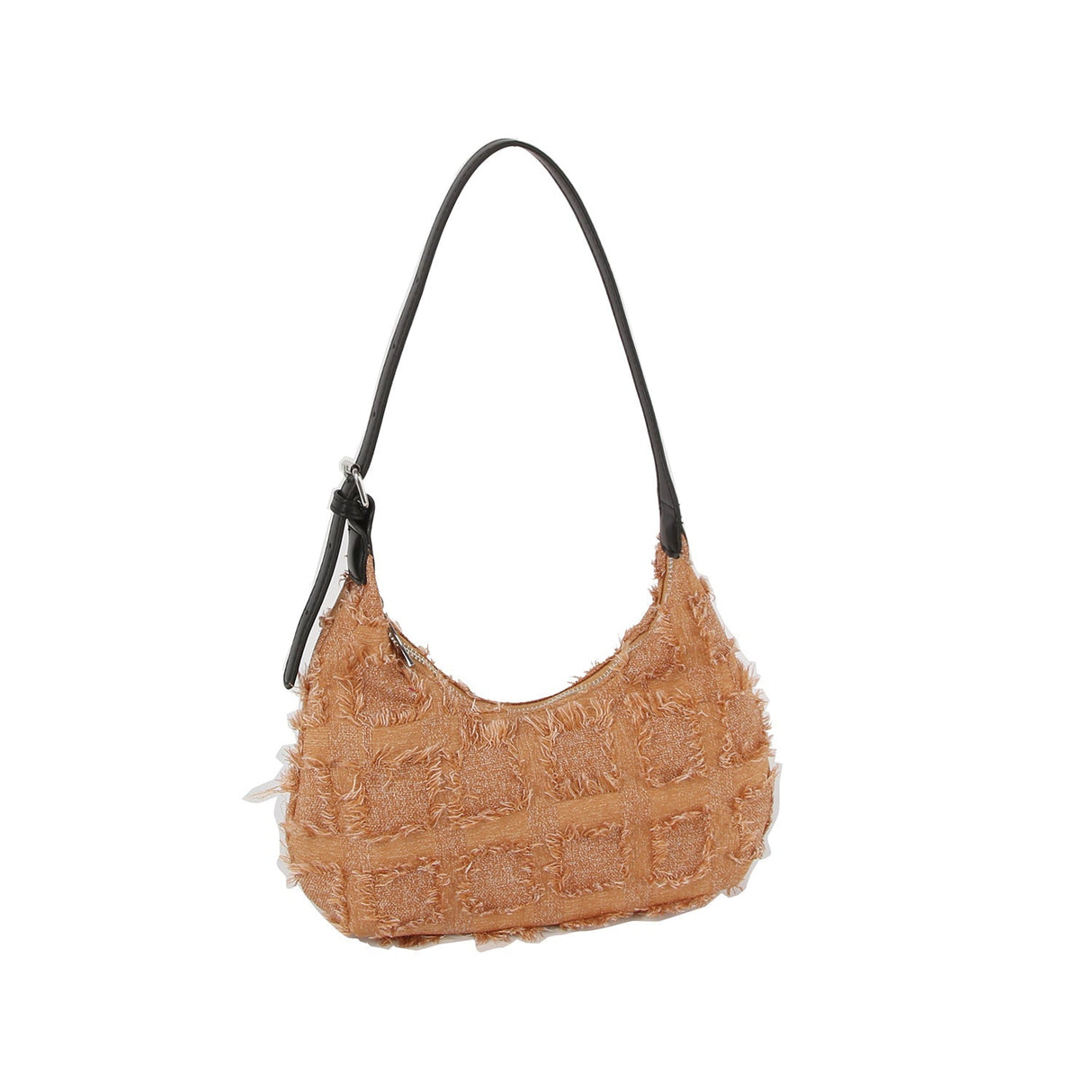 Distressed checkered pattern shoudler bag by Handbag Factory