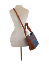 Denim And Contrast Trim Hobo by hfstylish