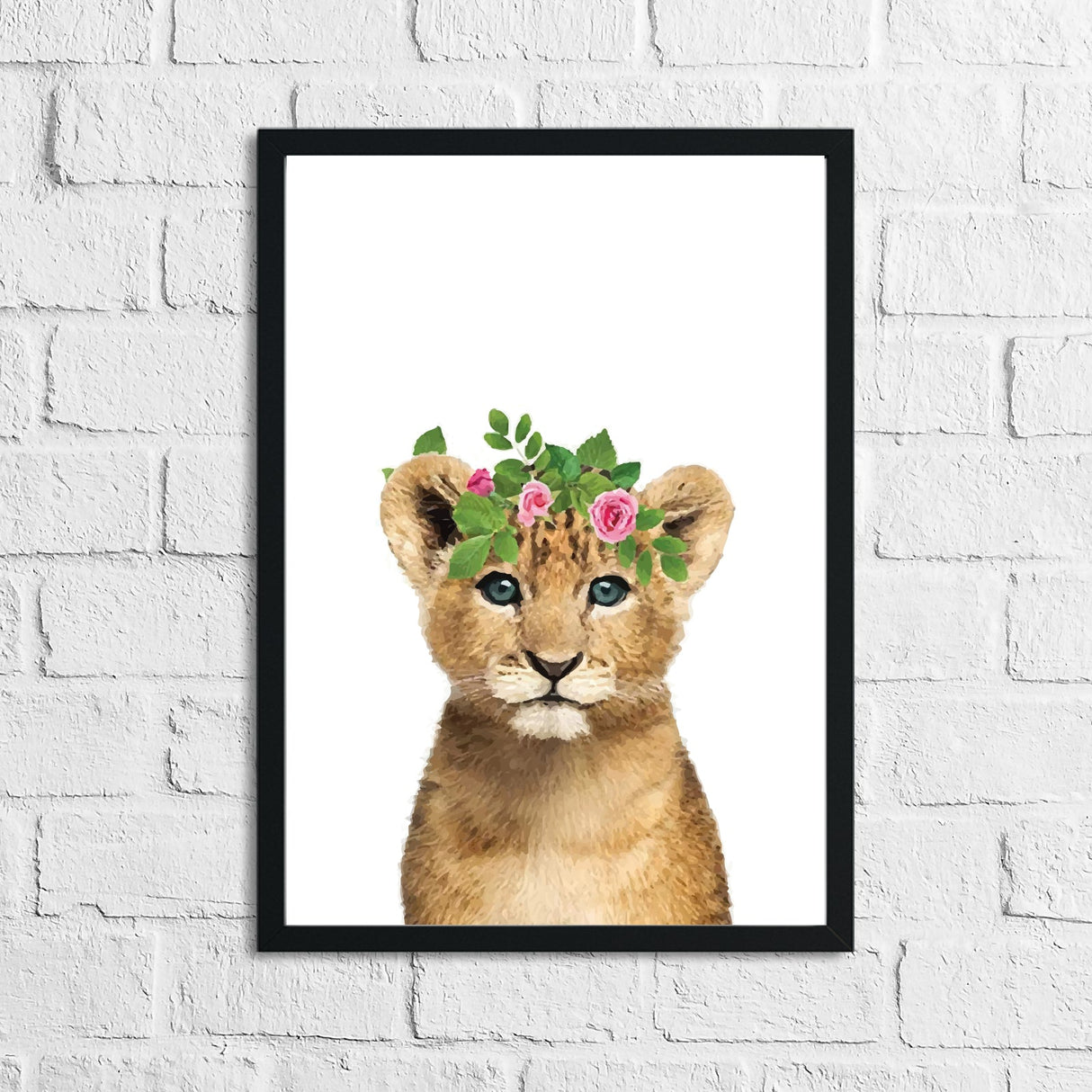 Lion Wild Animal Floral Nursery Children's Room Wall Decor Print by WinsterCreations™ Official Store