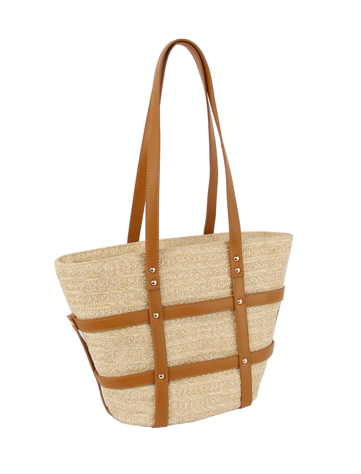 Woven Straw and Faux Leather Beach Tote by hfstylish