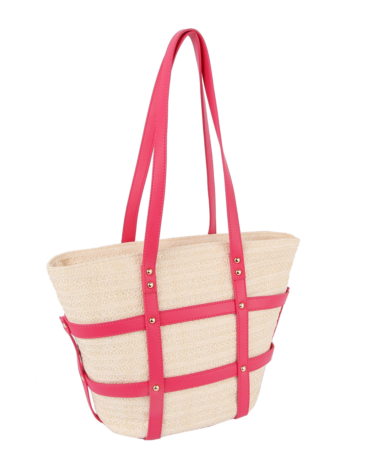 Woven Straw and Faux Leather Beach Tote by hfstylish