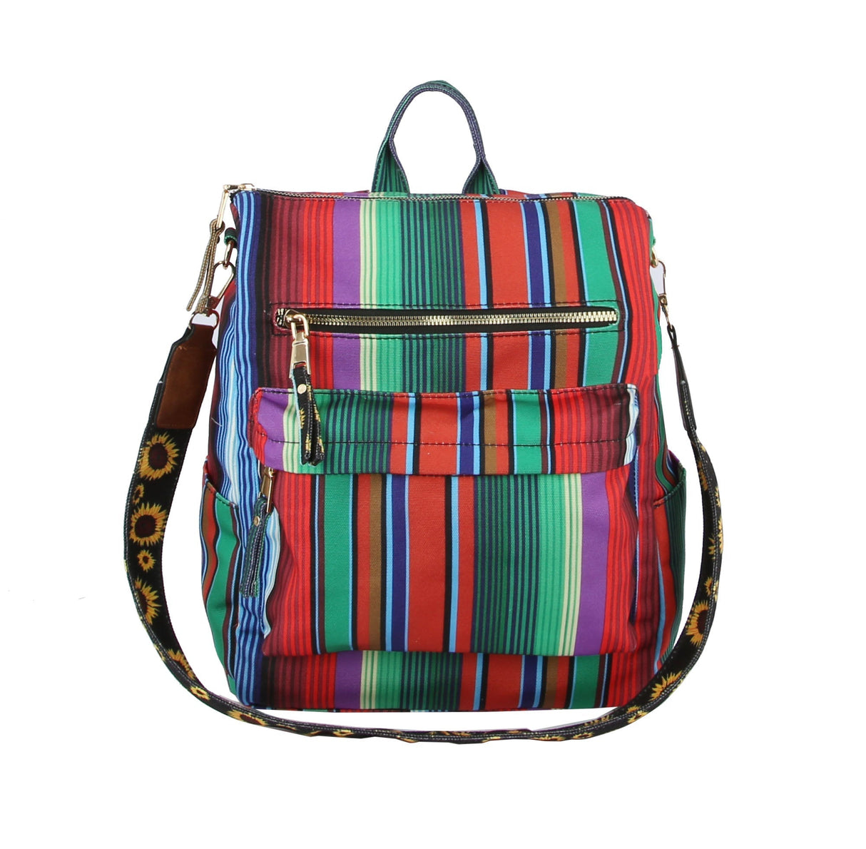 Rainbow Printed Travel Backpack with Guitar Strap by hfstylish