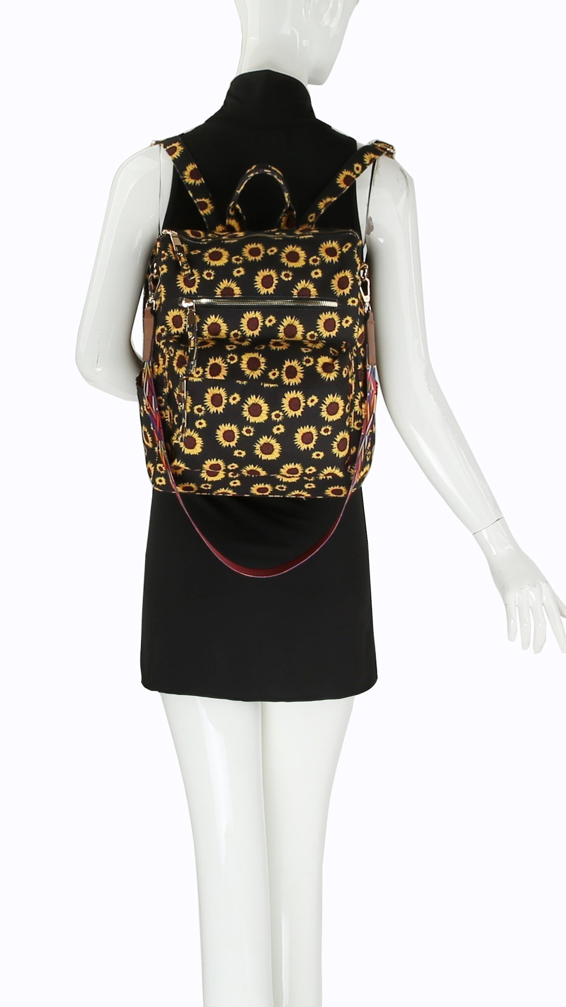 Sunflower Printed Backpack Travel Bag with Guitar Strap by hfstylish