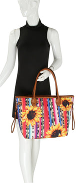 Big Sunflower Rainbow Tote Shoulder  Hobo Handbag by hfstylish