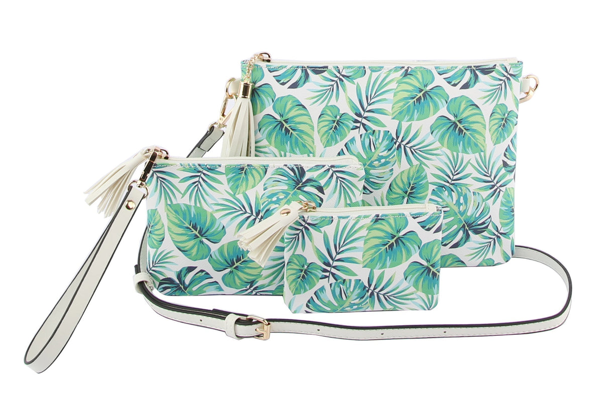 Clutch Palm Leaf Print Shoulder Handbag by hfstylish