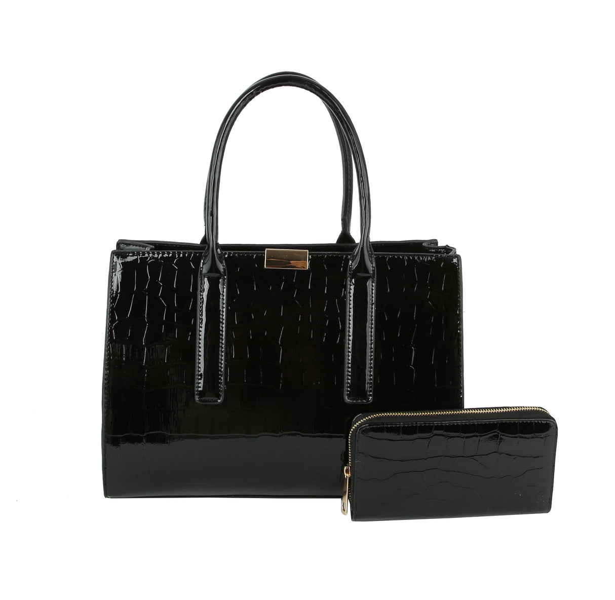 HF   Embossed Patent Hand Tote Set by hfstylish