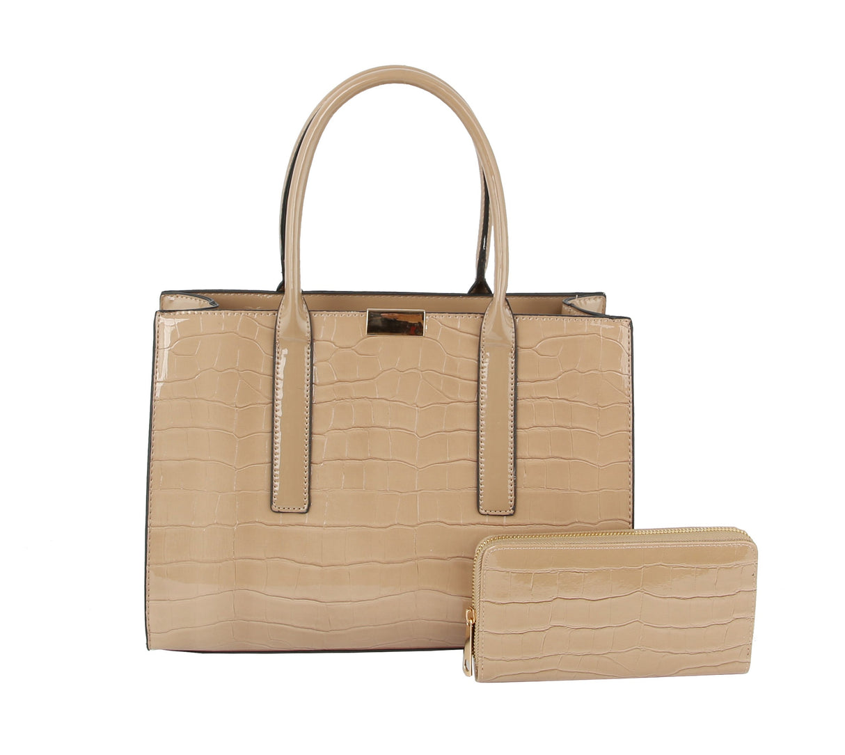 HF   Embossed Patent Hand Tote Set by hfstylish