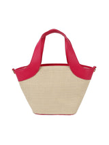 Color point leather handle straw tote by hfstylish