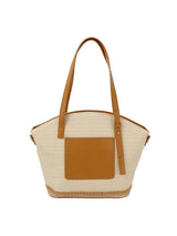 Straw vacation bag with front leather pocket by hfstylish