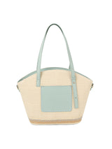 Straw vacation bag with front leather pocket by hfstylish