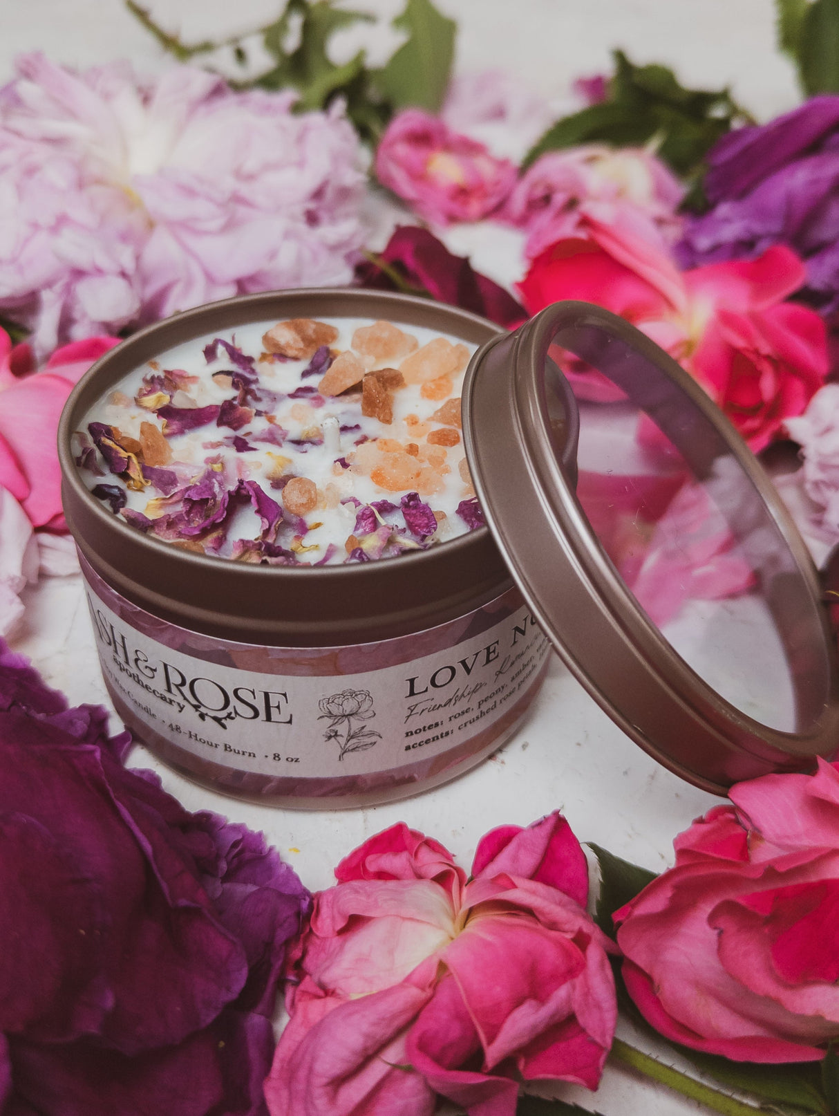 LOVE NOTES Rose + Pink Salt Candle by Ash & Rose