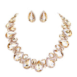 Crystal Rhinestone Trim Teardrop Collar Evening Necklace by Madeline Love