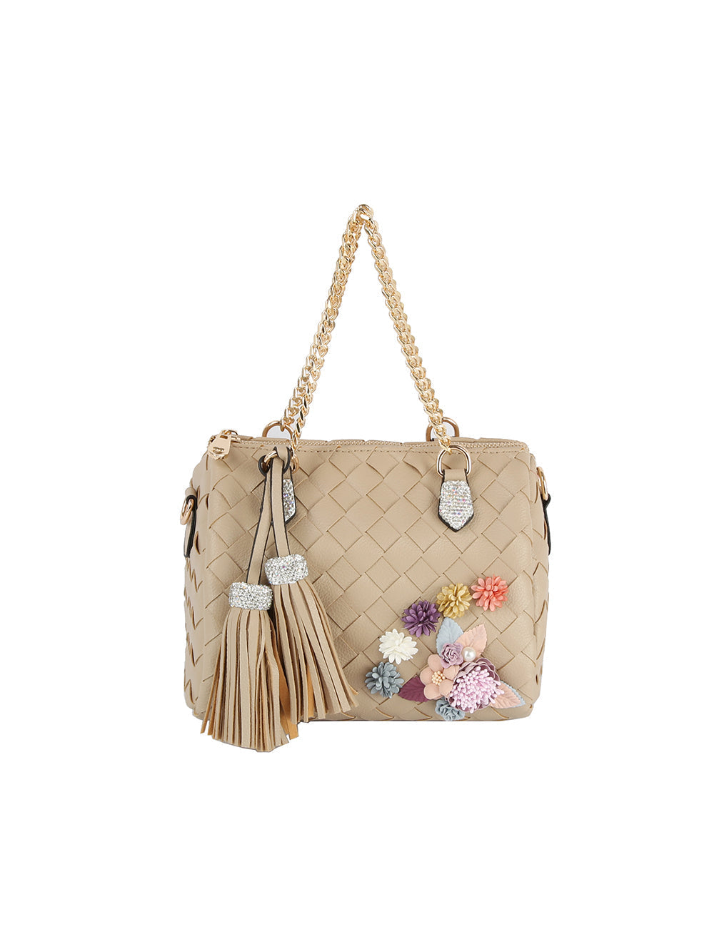 Raised Floral Woven Shoulder Bag by hfstylish