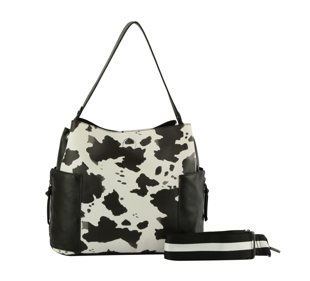 Ladies Top Handle Cow Printed Hobo Handbag by hfstylish