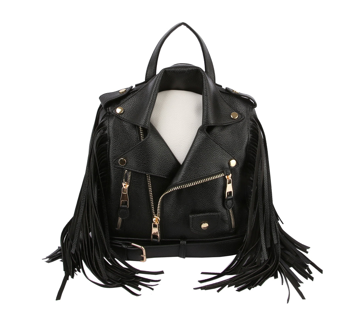 Fringe Motorcycle Jacket Backpack Handbag by hfstylish