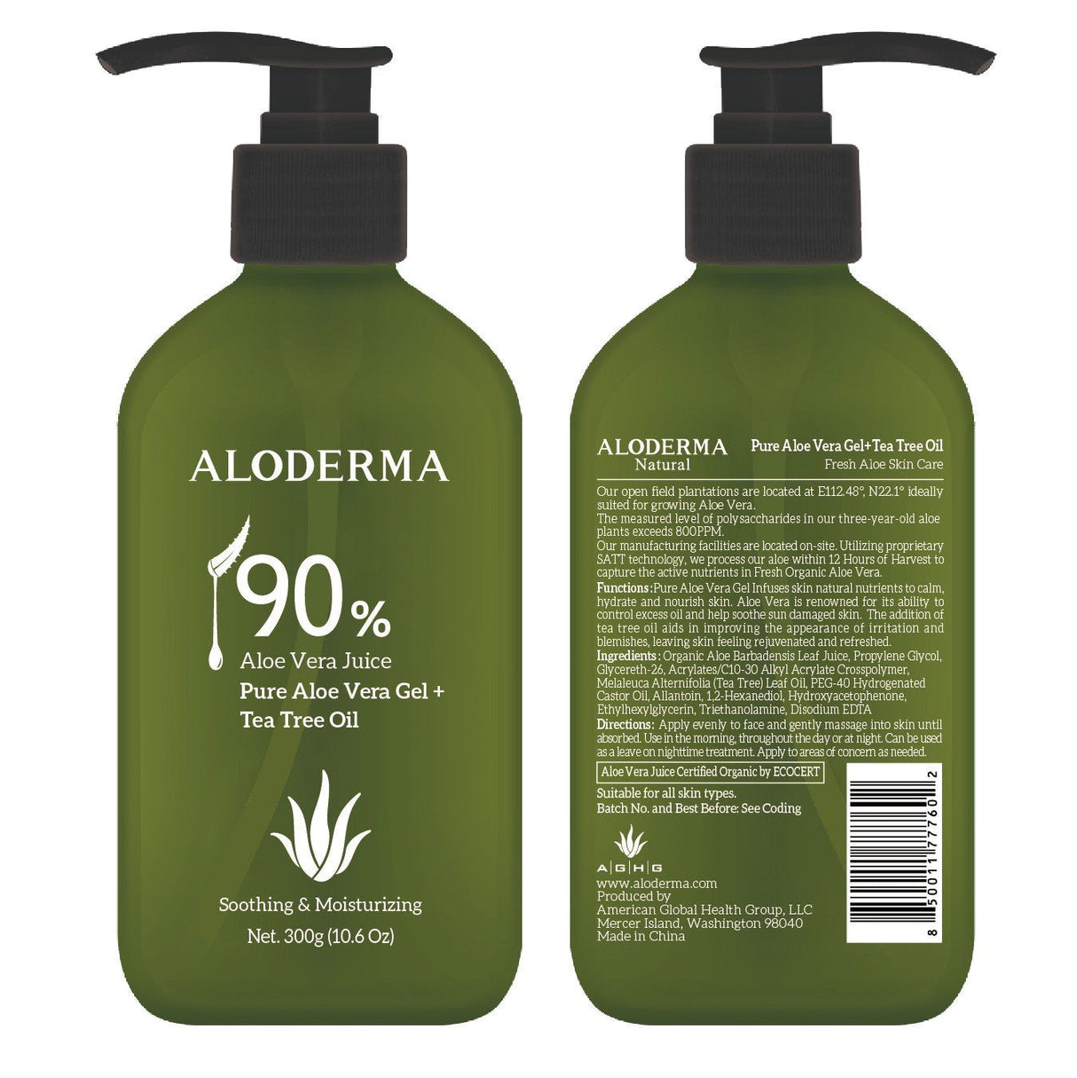 ALODERMA Pure Aloe Vera Gel + Tea Tree Oil by AloeCure