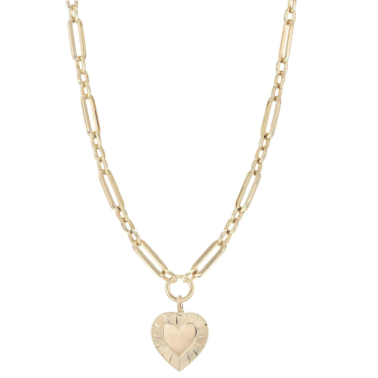 Large Multi Link Chain & Heart Pendant Necklace by eklexic jewelry