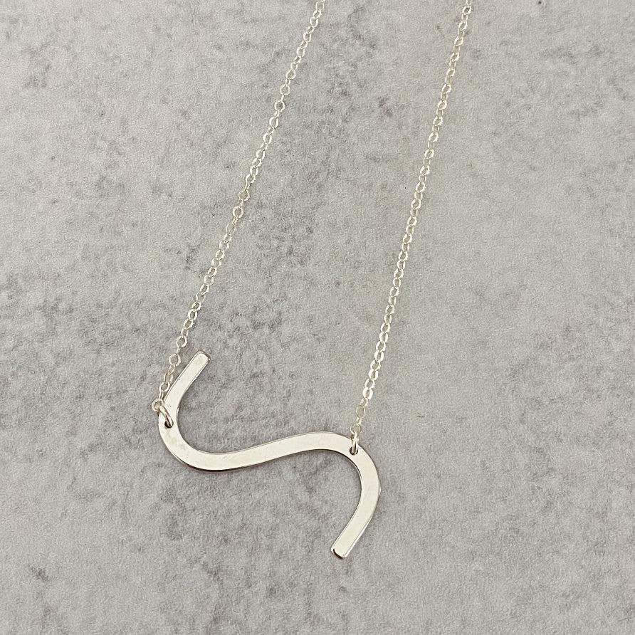 Large Uppercase Sideways Initial Necklace by Salt and Sparkle