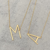 Large Uppercase Sideways Initial Necklace by Salt and Sparkle