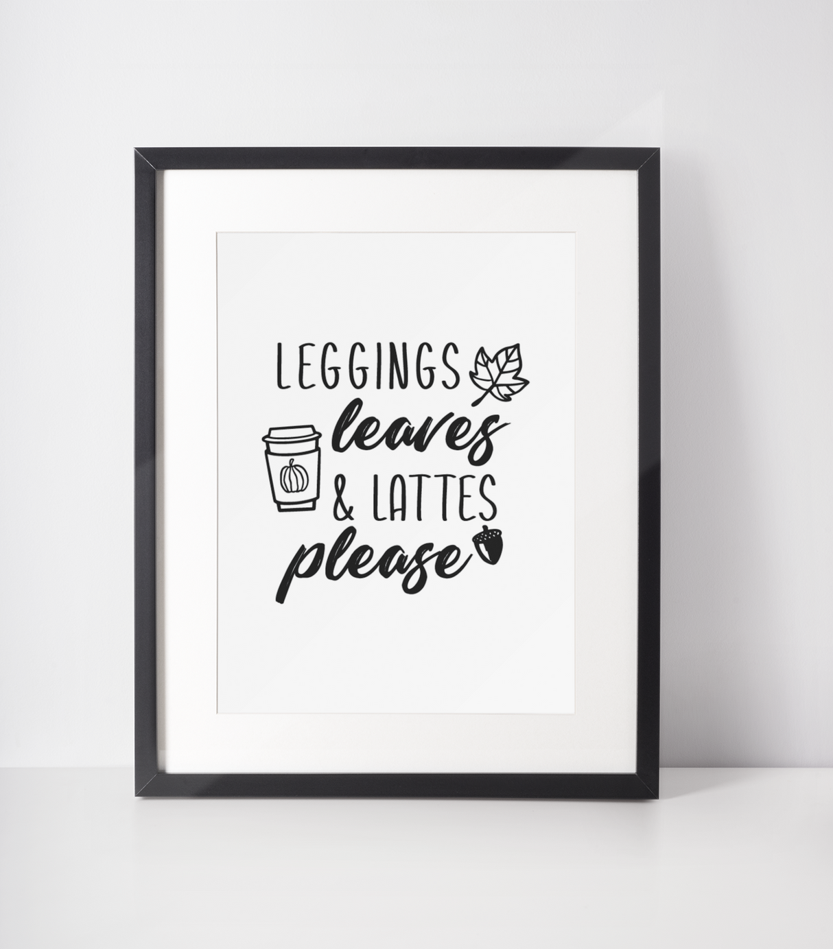 Leggings Leaves & Lattes Please 2022 Autumn Seasonal Wall Home Decor Print by WinsterCreations™ Official Store