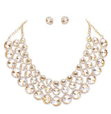 Crystal Pave Trim Round Evening Necklace Earring Set by Madeline Love